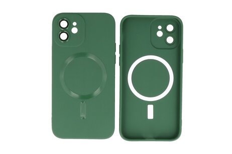 Hoesje Geschikt voor de iPhone 12 - Hoesje Geschikt voor MagSafe - Backcover met Camera Beschermer - Donker Groen