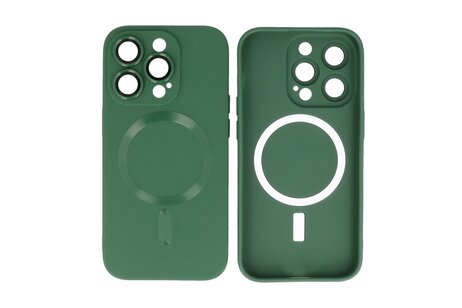 Hoesje Geschikt voor de iPhone 12 Pro Max - Hoesje Geschikt voor MagSafe - Backcover met Camera Beschermer - Donker Groen