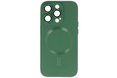 Hoesje Geschikt voor de iPhone 12 Pro Max - Hoesje Geschikt voor MagSafe - Backcover met Camera Beschermer - Donker Groen