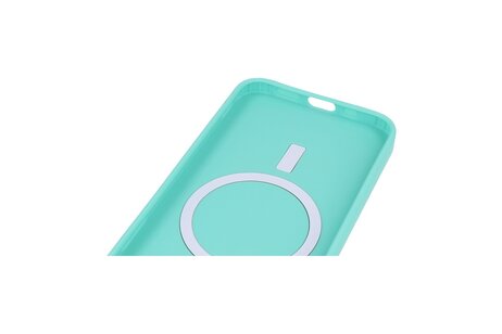 Hoesje Geschikt voor de iPhone 12 Pro Max - Hoesje Geschikt voor MagSafe - Backcover met Camera Beschermer - Turquoise