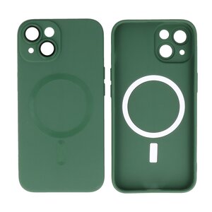 Hoesje Geschikt voor de iPhone 14 - Hoesje Geschikt voor MagSafe - Backcover met Camera Beschermer - Donker Groen