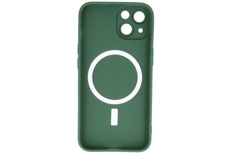 Hoesje Geschikt voor de iPhone 14 - Hoesje Geschikt voor MagSafe - Backcover met Camera Beschermer - Donker Groen