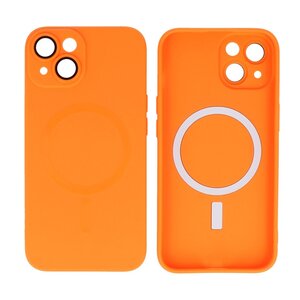 Hoesje Geschikt voor de iPhone 14 Plus - Hoesje Geschikt voor MagSafe - Backcover met Camera Beschermer - Oranje