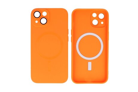 Hoesje Geschikt voor de iPhone 14 Plus - Hoesje Geschikt voor MagSafe - Backcover met Camera Beschermer - Oranje