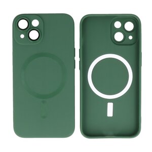 Hoesje Geschikt voor de iPhone 14 Plus - Hoesje Geschikt voor MagSafe - Backcover met Camera Beschermer - Donker Groen