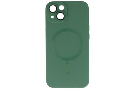 Hoesje Geschikt voor de iPhone 14 Plus - Hoesje Geschikt voor MagSafe - Backcover met Camera Beschermer - Donker Groen
