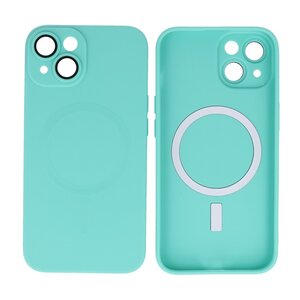 Hoesje Geschikt voor de iPhone 14 Plus - Hoesje Geschikt voor MagSafe - Backcover met Camera Beschermer - Turquoise