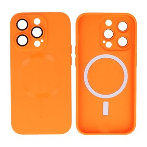 Hoesje Geschikt voor de iPhone 14 Pro - Hoesje Geschikt voor MagSafe - Backcover met Camera Beschermer - Oranje