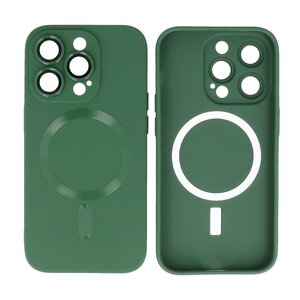 Hoesje Geschikt voor de iPhone 14 Pro - Hoesje Geschikt voor MagSafe - Backcover met Camera Beschermer - Donker Groen