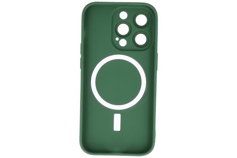 Hoesje Geschikt voor de iPhone 14 Pro - Hoesje Geschikt voor MagSafe - Backcover met Camera Beschermer - Donker Groen