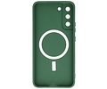 Hoesje Geschikt voor de Samsung Galaxy S22 - Hoesje Geschikt voor MagSafe - Backcover met Camera Beschermer - Donker Groen