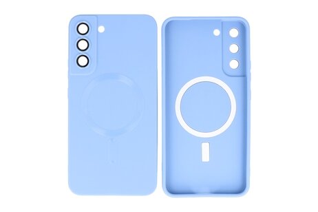 Hoesje Geschikt voor de Samsung Galaxy S22 Plus - Hoesje Geschikt voor MagSafe - Backcover met Camera Beschermer - Blauw