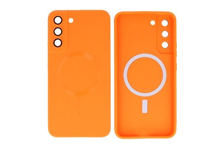 BAOHU Hoesje Geschikt voor de Samsung Galaxy S22 Plus - Hoesje Geschikt voor MagSafe - Backcover met Camera Beschermer - Oranje