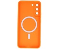 Hoesje Geschikt voor de Samsung Galaxy S22 Plus - Hoesje Geschikt voor MagSafe - Backcover met Camera Beschermer - Oranje