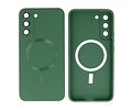 BAOHU Hoesje Geschikt voor de Samsung Galaxy S22 Plus - Hoesje Geschikt voor MagSafe - Backcover met Camera Beschermer - Donker Groen