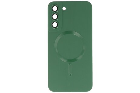 BAOHU Hoesje Geschikt voor de Samsung Galaxy S22 Plus - Hoesje Geschikt voor MagSafe - Backcover met Camera Beschermer - Donker Groen