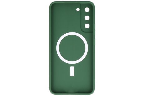 Hoesje Geschikt voor de Samsung Galaxy S22 Plus - Hoesje Geschikt voor MagSafe - Backcover met Camera Beschermer - Donker Groen