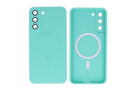 BAOHU Hoesje Geschikt voor de Samsung Galaxy S22 Plus - Hoesje Geschikt voor MagSafe - Backcover met Camera Beschermer - Turquoise