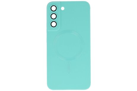 Hoesje Geschikt voor de Samsung Galaxy S22 Plus - Hoesje Geschikt voor MagSafe - Backcover met Camera Beschermer - Turquoise