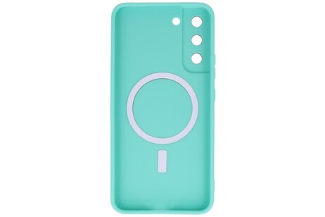 Hoesje Geschikt voor de Samsung Galaxy S22 Plus - Hoesje Geschikt voor MagSafe - Backcover met Camera Beschermer - Turquoise