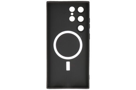 Hoesje Geschikt voor de Samsung Galaxy S22 Ultra - Hoesje Geschikt voor MagSafe - Backcover met Camera Beschermer - Zwart