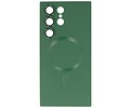BAOHU Hoesje Geschikt voor de Samsung Galaxy S22 Ultra - Hoesje Geschikt voor MagSafe - Backcover met Camera Beschermer - Donker Groen