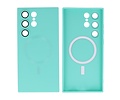 BAOHU Hoesje Geschikt voor de Samsung Galaxy S22 Ultra - Hoesje Geschikt voor MagSafe - Backcover met Camera Beschermer - Turquoise