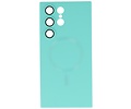 BAOHU Hoesje Geschikt voor de Samsung Galaxy S22 Ultra - Hoesje Geschikt voor MagSafe - Backcover met Camera Beschermer - Turquoise