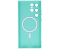 BAOHU Hoesje Geschikt voor de Samsung Galaxy S22 Ultra - Hoesje Geschikt voor MagSafe - Backcover met Camera Beschermer - Turquoise