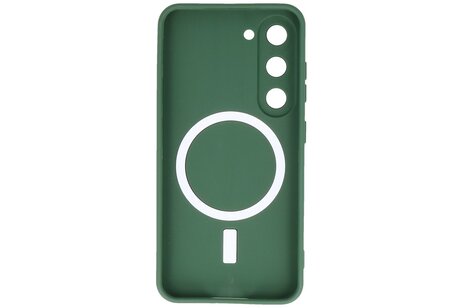 BAOHU Hoesje Geschikt voor de Samsung Galaxy S23 - Hoesje Geschikt voor MagSafe - Backcover met Camera Beschermer - Donker Groen