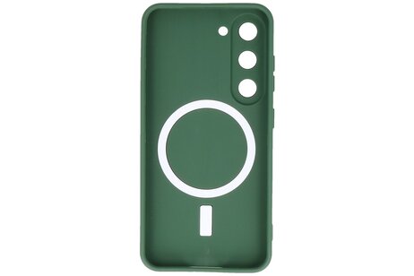 Hoesje Geschikt voor de Samsung Galaxy S23 - Hoesje Geschikt voor MagSafe - Backcover met Camera Beschermer - Donker Groen