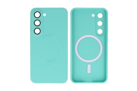 Hoesje Geschikt voor de Samsung Galaxy S23 - Hoesje Geschikt voor MagSafe - Backcover met Camera Beschermer - Turquoise