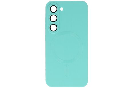 Hoesje Geschikt voor de Samsung Galaxy S23 - Hoesje Geschikt voor MagSafe - Backcover met Camera Beschermer - Turquoise