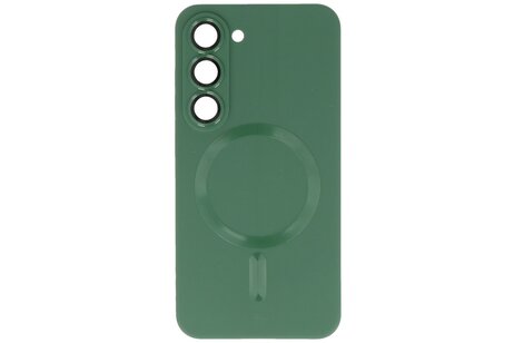 BAOHU Hoesje Geschikt voor de Samsung Galaxy S23 Plus - Hoesje Geschikt voor MagSafe - Backcover met Camera Beschermer - Donker Groen