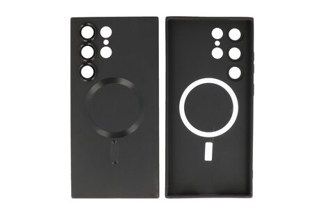 BAOHU Hoesje Geschikt voor de Samsung Galaxy S23 Ultra - Hoesje Geschikt voor MagSafe - Backcover met Camera Beschermer - Zwart