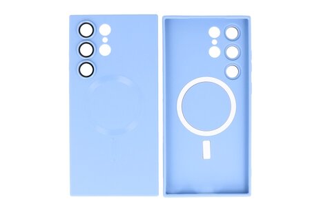 BAOHU Hoesje Geschikt voor de Samsung Galaxy S23 Ultra - Hoesje Geschikt voor MagSafe - Backcover met Camera Beschermer - Blauw