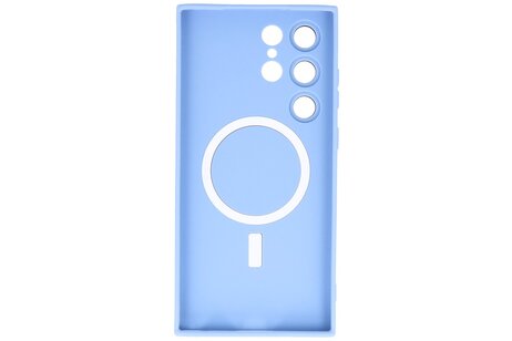 BAOHU Hoesje Geschikt voor de Samsung Galaxy S23 Ultra - Hoesje Geschikt voor MagSafe - Backcover met Camera Beschermer - Blauw