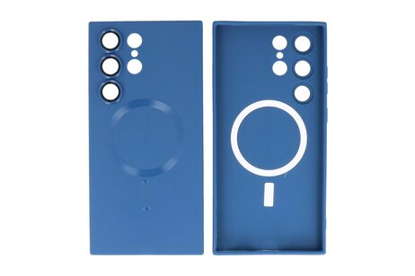 BAOHU Hoesje Geschikt voor de Samsung Galaxy S23 Ultra - Hoesje Geschikt voor MagSafe - Backcover met Camera Beschermer - Navy