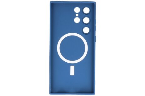 BAOHU Hoesje Geschikt voor de Samsung Galaxy S23 Ultra - Hoesje Geschikt voor MagSafe - Backcover met Camera Beschermer - Navy