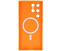 BAOHU Hoesje Geschikt voor de Samsung Galaxy S23 Ultra - Hoesje Geschikt voor MagSafe - Backcover met Camera Beschermer - Oranje