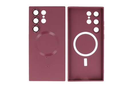 BAOHU Hoesje Geschikt voor de Samsung Galaxy S23 Ultra - Hoesje Geschikt voor MagSafe - Backcover met Camera Beschermer - Bruin