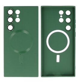 BAOHU Backcover Magsafe met Camera Beschermer Samsung Galaxy S23 Ultra Donker Groen