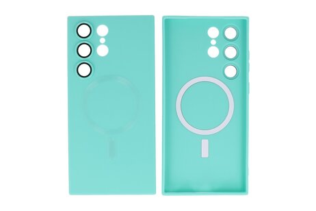 BAOHU Hoesje Geschikt voor de Samsung Galaxy S23 Ultra - Hoesje Geschikt voor MagSafe - Backcover met Camera Beschermer - Turquoise