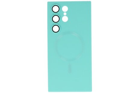 BAOHU Hoesje Geschikt voor de Samsung Galaxy S23 Ultra - Hoesje Geschikt voor MagSafe - Backcover met Camera Beschermer - Turquoise