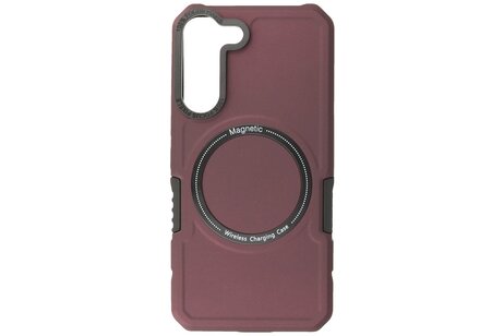 Hoesje Geschikt voor de Samsung Galaxy S21 - Schokbestendige Telefoonhoesje Geschikt voor MagSafe - Bordeaux Rood