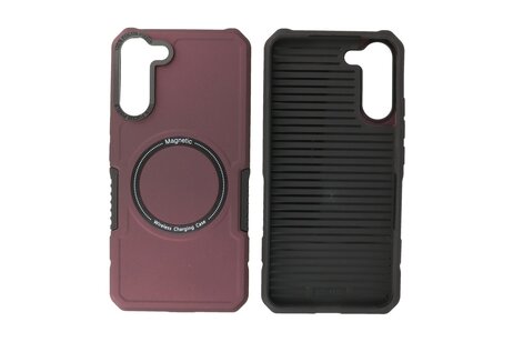 Hoesje Geschikt voor de Samsung Galaxy S21 Plus - Schokbestendige Telefoonhoesje Geschikt voor MagSafe - Bordeaux Rood