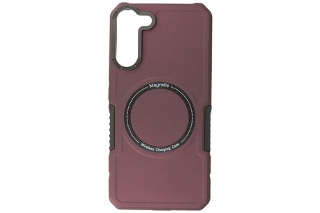 BAOHU Hoesje Geschikt voor de Samsung Galaxy S21 Plus - Schokbestendige Telefoonhoesje Geschikt voor MagSafe - Bordeaux Rood