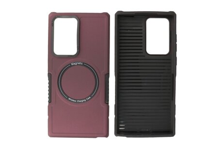 BAOHU Hoesje Geschikt voor de Samsung Galaxy S21 Ultra - Schokbestendige Telefoonhoesje Geschikt voor MagSafe - Bordeaux Rood