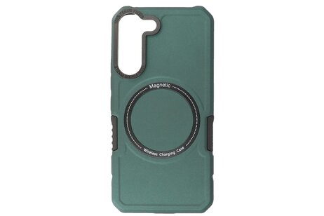 Hoesje Geschikt voor de Samsung Galaxy S22 - Schokbestendige Telefoonhoesje Geschikt voor MagSafe - Donker Groen