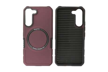 BAOHU Hoesje Geschikt voor de Samsung Galaxy S22 - Schokbestendige Telefoonhoesje Geschikt voor MagSafe - Bordeaux Rood
